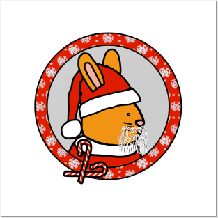 Christmas Portrait of Santa Bunny Posters and Art